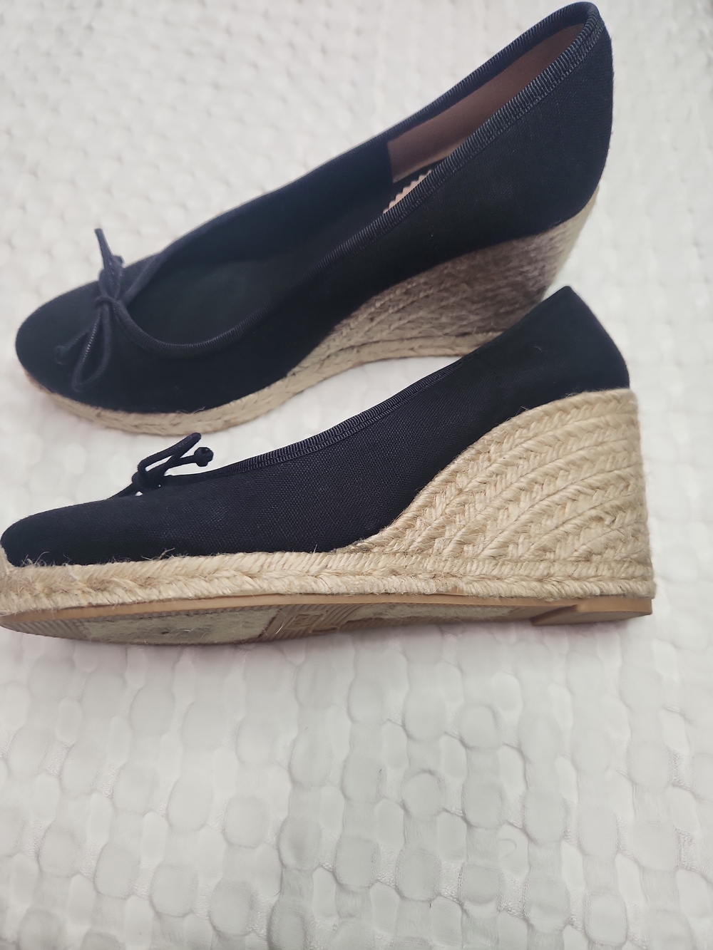 J. Crew Black Espadrille Wedge Pumps